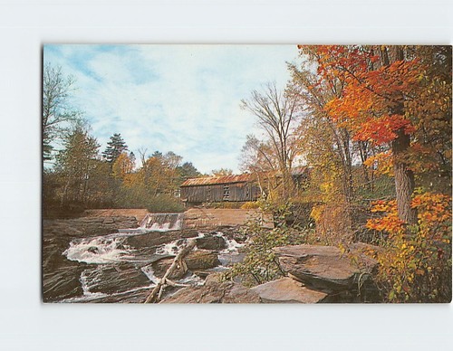 Postcard old covered bridge - bridge, at
