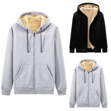 Mens Fleece Fur  Hooded Jacket