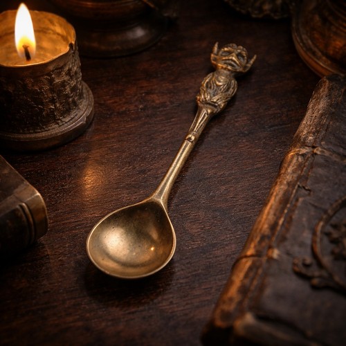 Victorian brass spoon - victorian,