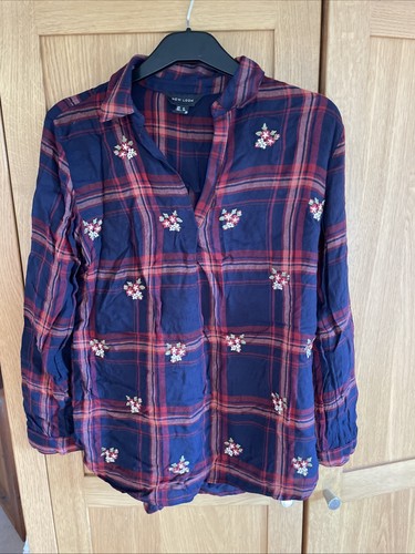 Checked embroidered blouse - checked,