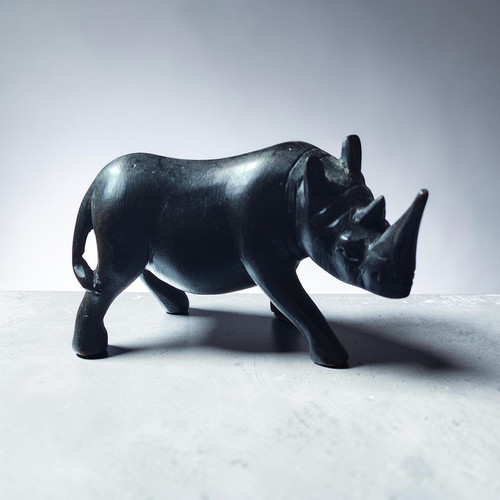 Hand carved wooden rhinoceros - wooden,