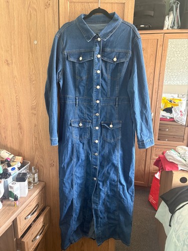 Long sleeve button front denim - long,