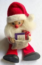 Vintage Wood Santa Finnish Ornaments Figurine with Sack and Music Sheets