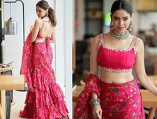 FLORAL INDO WESTERN SAREE PINK
