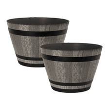 2Pc Plastic Whiskey Barrel