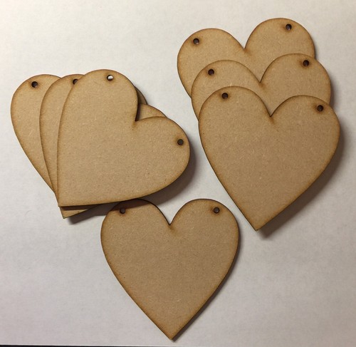 Wooden 50mm hearts 3mm - 50mm,