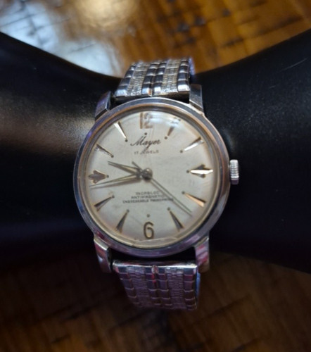 Vtg mayer wristwatch jewels - mayer, 17