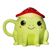 Frog mug with mushroom lid - frog,