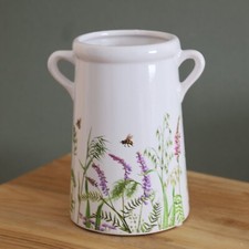 Tall Ceramic White Bee Flowers