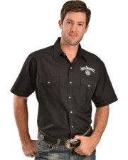 Jack Daniels Black Short Sleeve Western Cowboy Shirt Whiskey JD Official Product