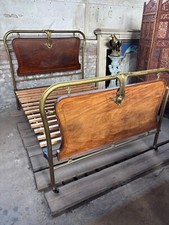 Art Nouveau Brass & Mahogany Double Bed Superb Style & Quality