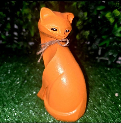 Handmade cement cat figurine - cement,