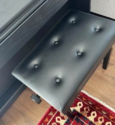 Black padded wood piano bench - black,