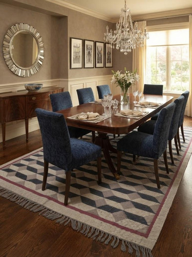 Handwoven rug wool - wool, indian