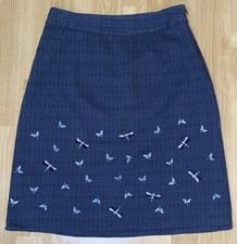 Laura Ashley Grey Butterfly Skirt Size 10 Embroidered Cotton Linen Lined