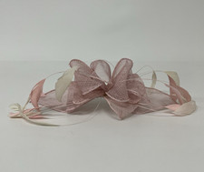 J Designs Women's Fascinator Hair Slid Dusky Pink Feather Bow