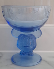 Vintage Retro Disney Mickey Mouse 3D Blue Glass Ice Cream / Sundae Dish