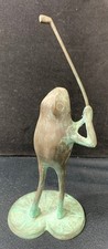 Bronze Frog Golfer Figurine