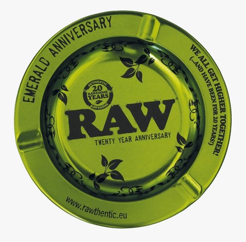 Raw emerald metal ashtray 20th - metal,