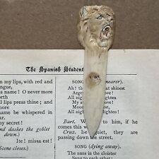 Antique 19th century  bovine Bone Page Marker - Tigers Head & Monkey