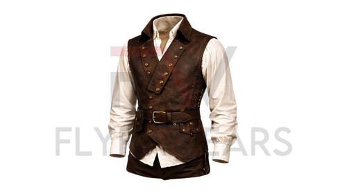 Men brown leather steampunk - men's,