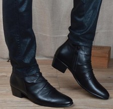 Mens Pleated Leather Pointy