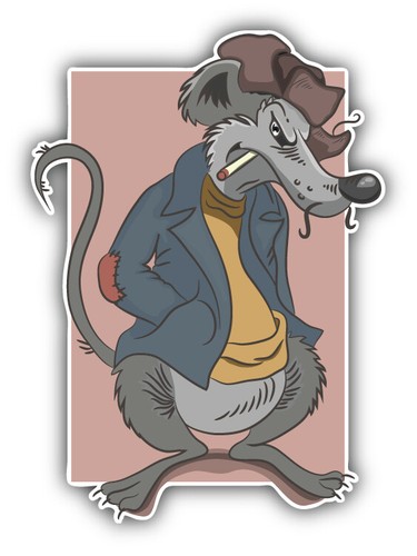 Rat bully cartoon car bumper - cartoon,