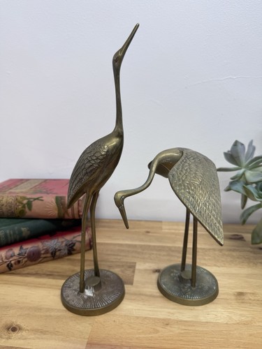 Pair brass cranes herons - pair,