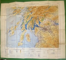 Topographical Air Map Uk Firth of Clyde 1964 Ministry of Aviation 1:250:000 Rare