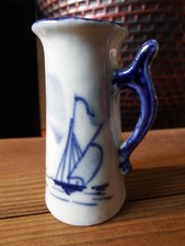 Delft blue and white small jug / creamer/pitcher/ vase-sailboat theme
