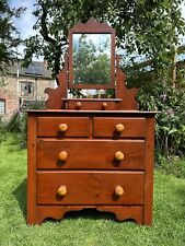 Antique Victorian Small Pine Dressing Table Drawers Mahogany Colour