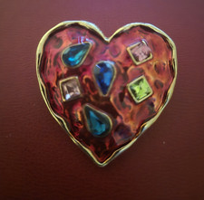 Red Love Heart Brooch Vintage
