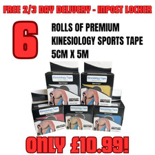 Kinesiology Tape 6 Rolls 5cm x 5m Sports Physio Muscle Support Kinesio Knee Tape