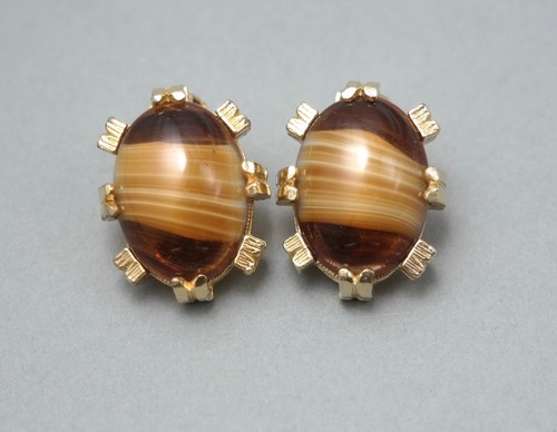 Vintage 1950s gold tone brown