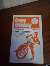 1971 Speedway Programme Crewe V Canterbury