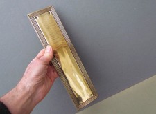 Heavy Solid Cast Brass Finger Plate Reeded Beehive Edge Door Push 12" x 3" 300mm