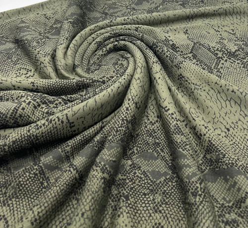Khaki snake print viscose - snake,