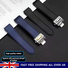 Silicone Rubber Watch Strap For Cartier Santos 100 23mm 25mm Metal Buckle Band