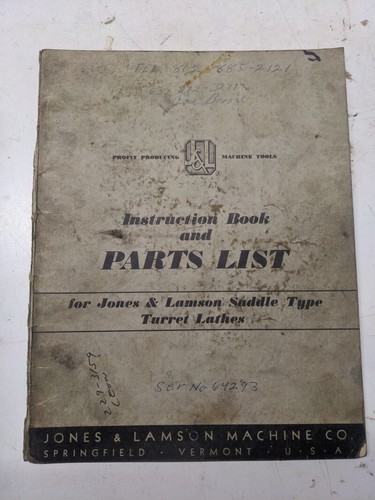 Jones lamson instructions - lamson,