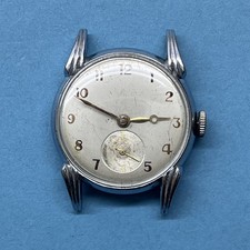 Vintage 1940s Medana Mens Wrist Watch Fancy Lugs 7 Jewel MST 374 Works
