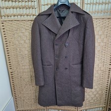 Vintage Men’s Brown Wool blend overcoat Double Breasted Pea coat size M