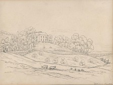 LANDSCAPE AT DITTISHAM DEVON Pencil Drawing 1836 - 19TH CENTURY