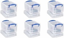 Pack of 6 Strong Clear Plastic  Really Useful 3 Litre Boxes