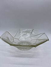 Unusual Art Deco Style Octagonal Clear Pressed Glass Decorative Fruit Bowl