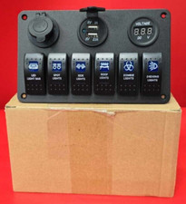 Super 6 Gang 12V Switch Panel Inline Fuse Box LED Dual USB Car Boat Truck Camper