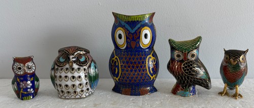 Vintage cloisonne owl - vintage,