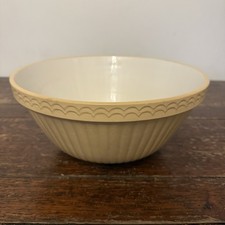 Vintage Stoneware 11inch Mixing Bowl Beige Scalloped 1950's Made In England