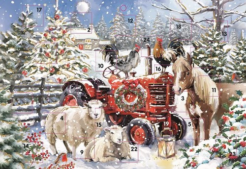Snowy tractor advent calendar - tractor,