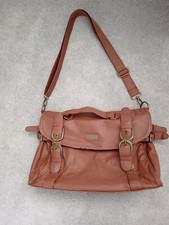 Ladies Womens Tan Brown Satchel Shoulder Bag
