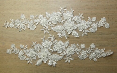 Beaded lace appliques - lace, ivory